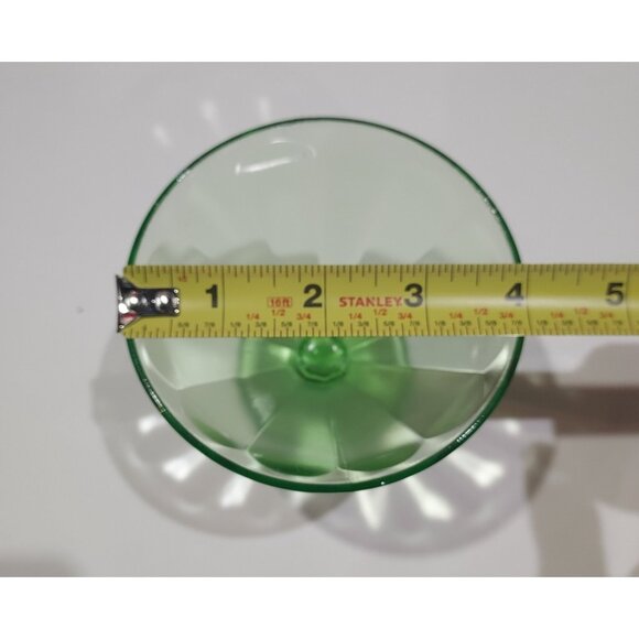 Federal Glass Company Pudding Custard Sherbet 2 Cups Glowy Depression Green - Picture 13 of 16